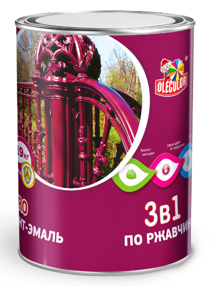 Грунт эмаль по ржавчине зеленый OLECOLOR 0,9 кг