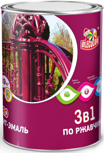 Грунт эмаль по ржавчине черный OLECOLOR 0,9 кг