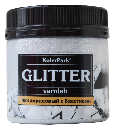 Лак акриловый глиттерный KolerPark серебро 150 мл