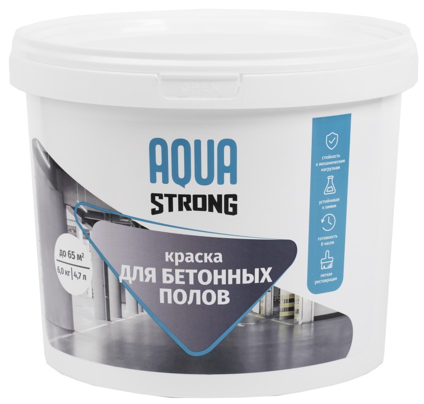 Краска для бетонных полов белая AQUASTRONG 6 кг