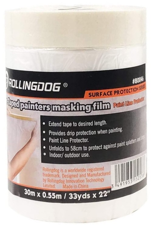 Укрывная пленка с малярной лентой ROLLINGDOG 0,55м х 30м