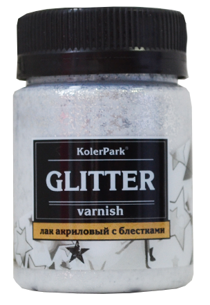 Лак акриловый глиттерный KolerPark серебро 50 мл
