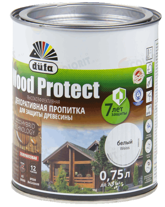 Пропитка для дерева DUFA WOOD PROTECT белая 0,75л