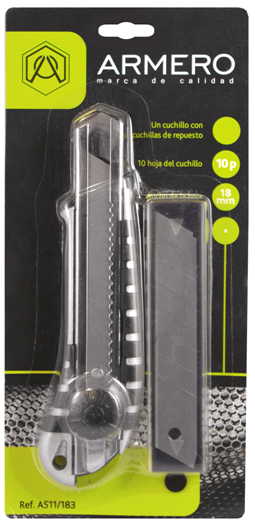 Нож с лезвием 18 мм + лезвия 10 шт Armero