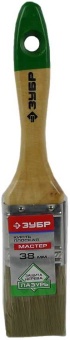 Кисть плоская ЗУБР ЛАЗУРЬ-МАСТЕР, смешанная щетина, деревянная ручка, 38мм