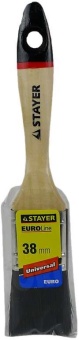 Кисть плоская STAYER UNIVERSAL-EURO, чёрная натуральная щетина, деревянная ручка, 38мм
