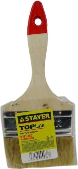 Кисть плоская STAYER UNIVERSAL-STANDARD, светлая натуральная щетина, деревянная ручка, 100мм