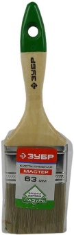 Кисть плоская ЗУБР ЛАЗУРЬ-МАСТЕР, смешанная щетина, деревянная ручка, 63мм