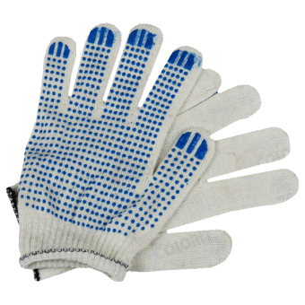 Перчатки хб с ПВХ 10 класс 3 нити Точка белые