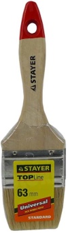 Кисть плоская STAYER UNIVERSAL-STANDARD, светлая натуральная щетина, деревянная ручка, 63мм
