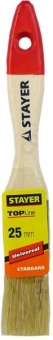 Кисть плоская STAYER UNIVERSAL-STANDARD, светлая натуральная щетина, деревянная ручка, 25мм