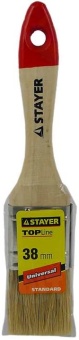 Кисть плоская STAYER UNIVERSAL-STANDARD, светлая натуральная щетина, деревянная ручка, 38мм