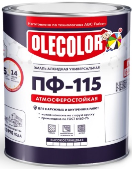 Эмаль алкидная черная ПФ 115 OLECOLOR 0,5 кг